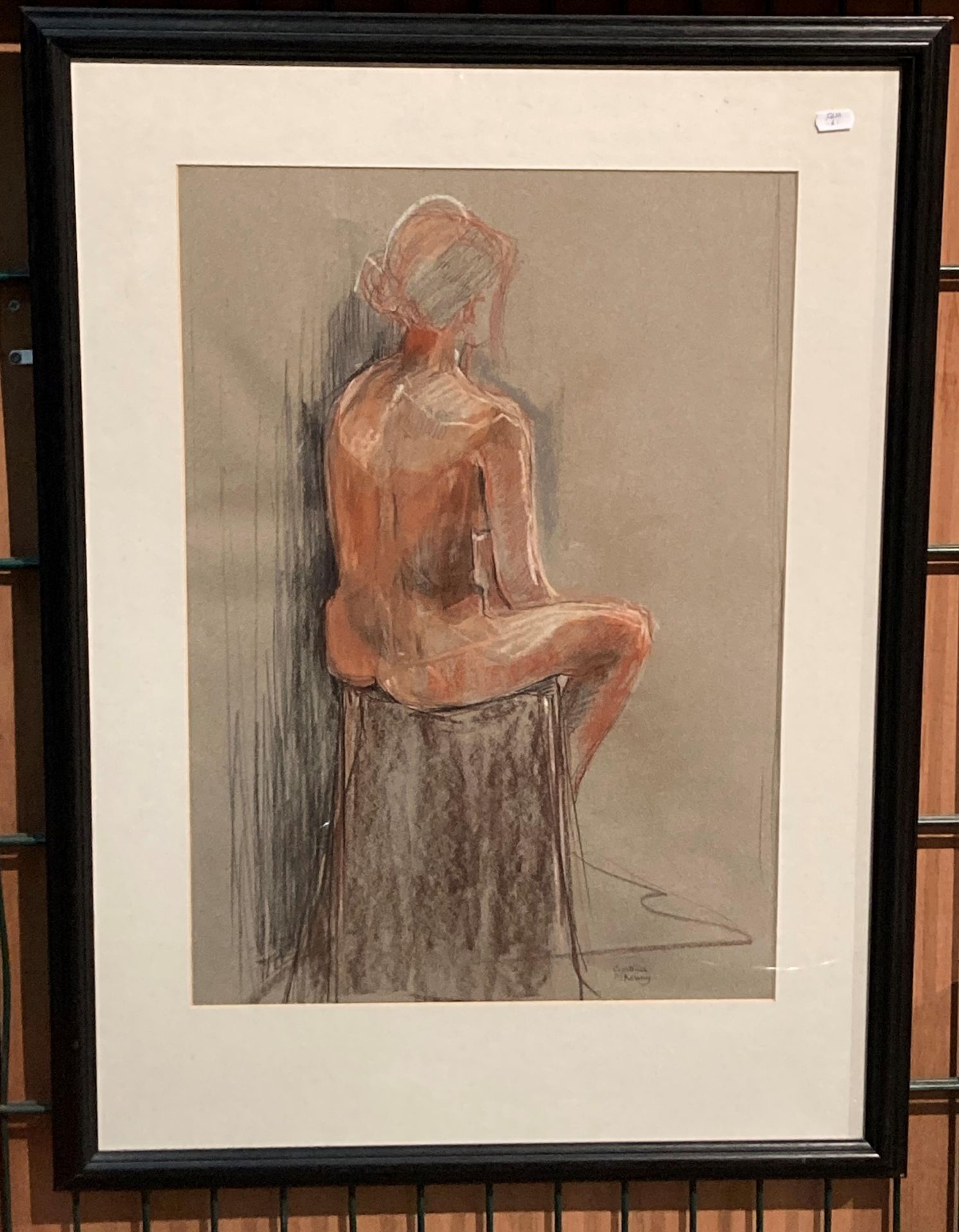 † Cynthia Kenny (1929-2021), Sitting Nude, conte and pastel, image size 60cm x 42cm, - Image 3 of 3