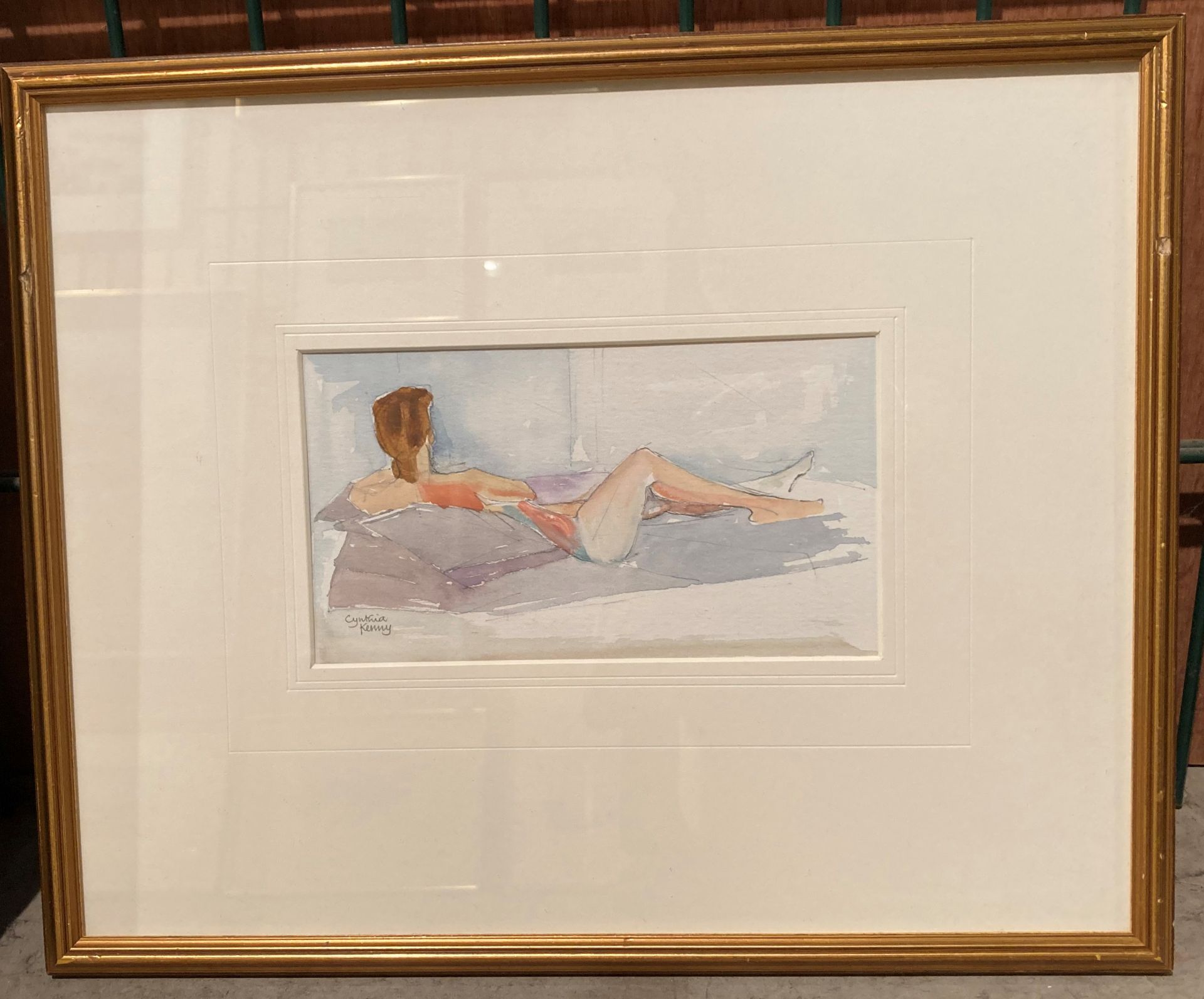 † Cynthia Kenny (1929-2021), Reclining nude, watercolour, image size 12cm x 20cm, - Bild 3 aus 4