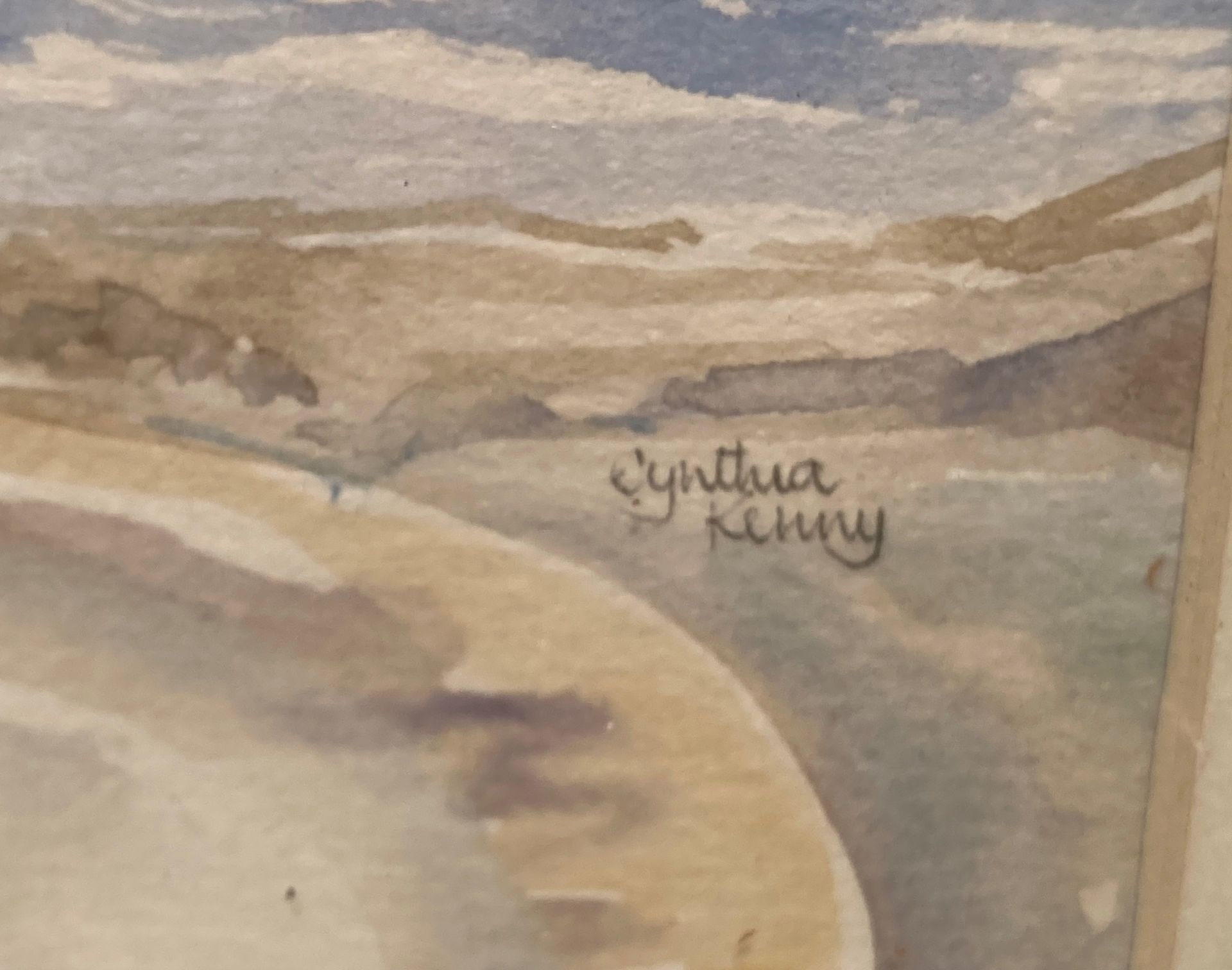 † Cynthia Kenny (1929-2021), 'Landscape at Rhossilli', titled verso, watercolour, - Image 2 of 4