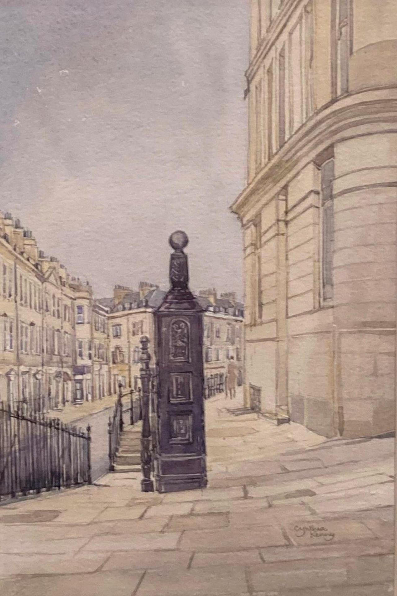 † Cynthia Kenny (1929-2021), 'Along The Paragon, Bath, 1983', titled verso, watercolour,