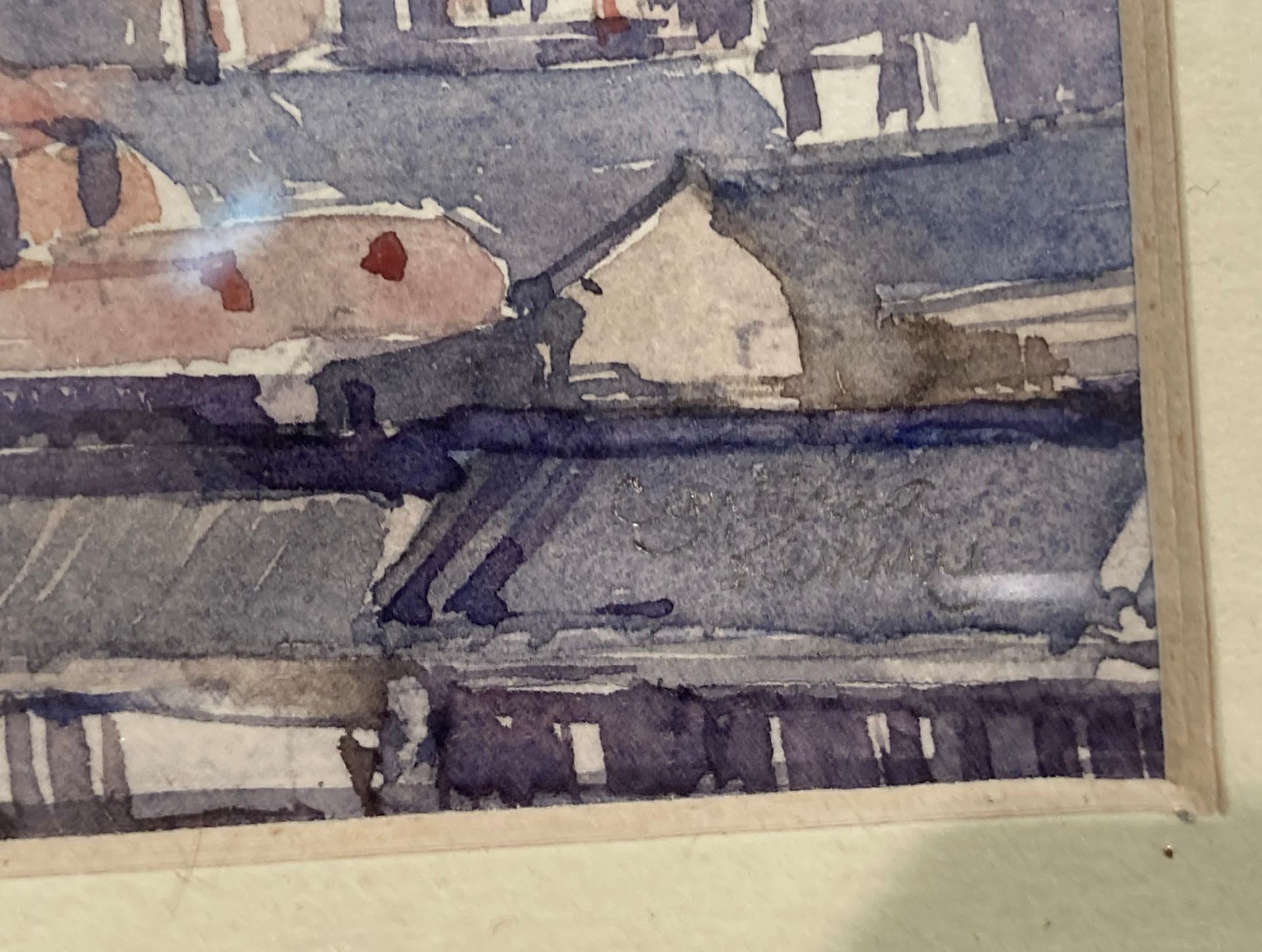 † Cynthia Kenny (1929-2021), Rooftops and chimney pots, watercolour, image size 10cm x 16cm, - Image 2 of 3