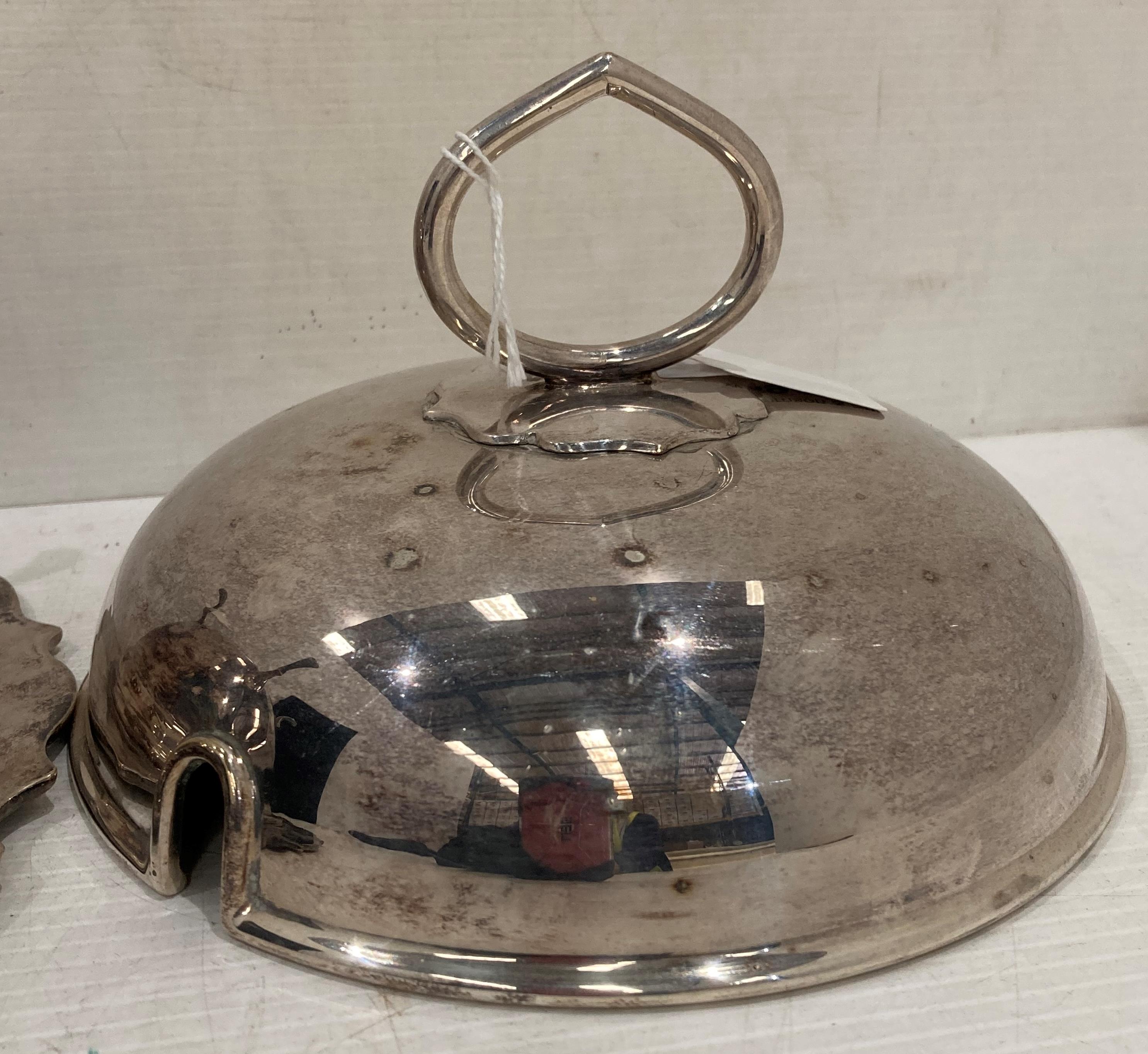 Silver soup serving dish on four feet with handled lid (no markings visible) (saleroom location: - Image 4 of 4