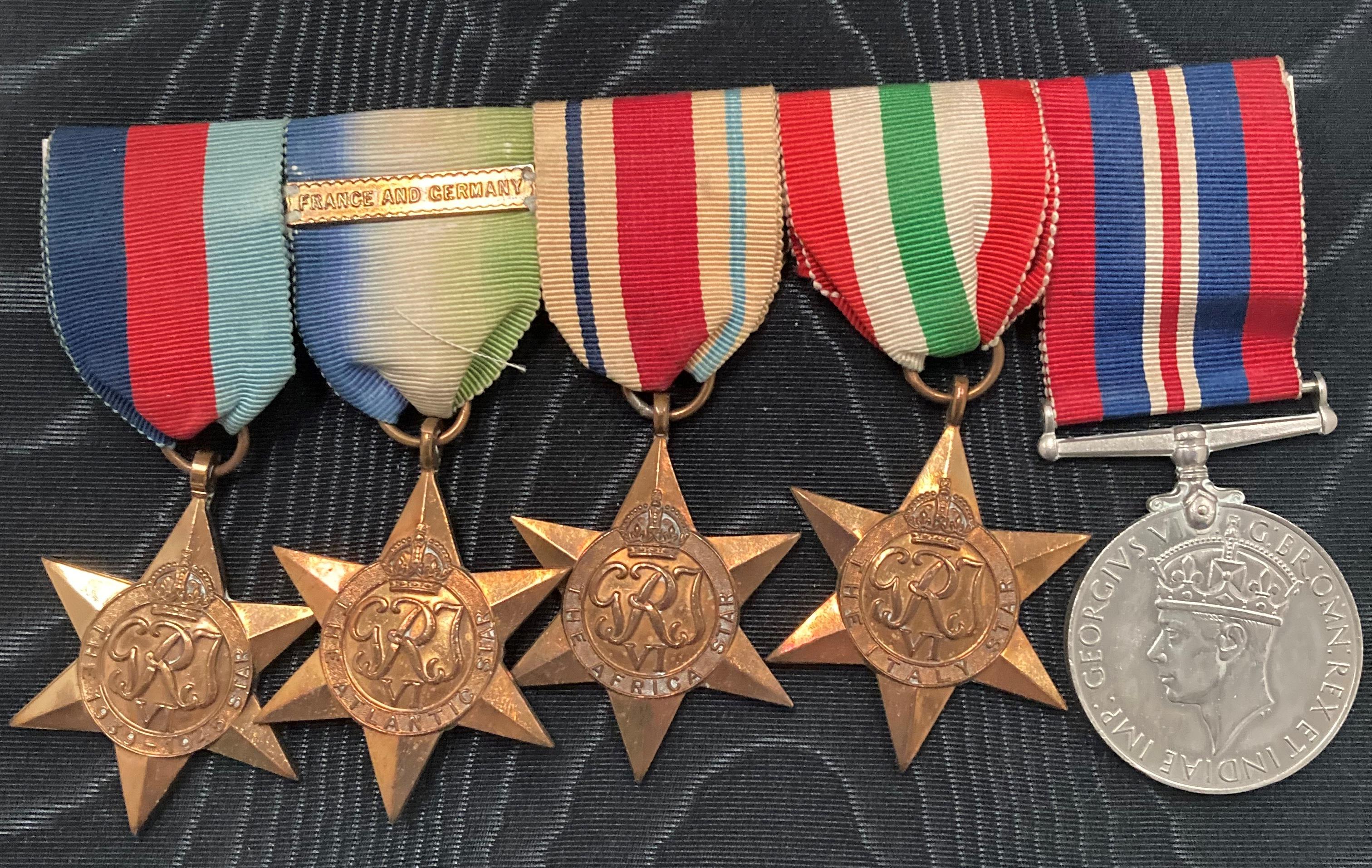 Set of five World War II medals and ribbons including 1939-1945 The Star, The Atlantic Star, - Image 2 of 5