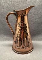 Copper Arts & Crafts design jug, 21.