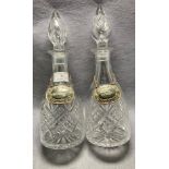 Pair of crystal decanters marked J35 & J59 both with stoppers (31cm high) and plated whisky and