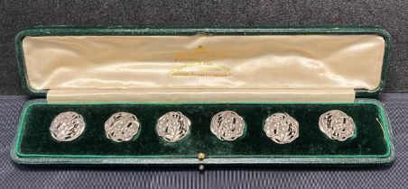Set of six cased silver Art Nouveau snow drop design by MAPPIN & WEBB. Total weight - 0.