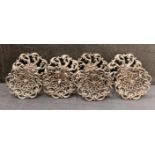 Set of four vintage metal floral design drawer handles with back plates (saleroom location: S3 GC3)