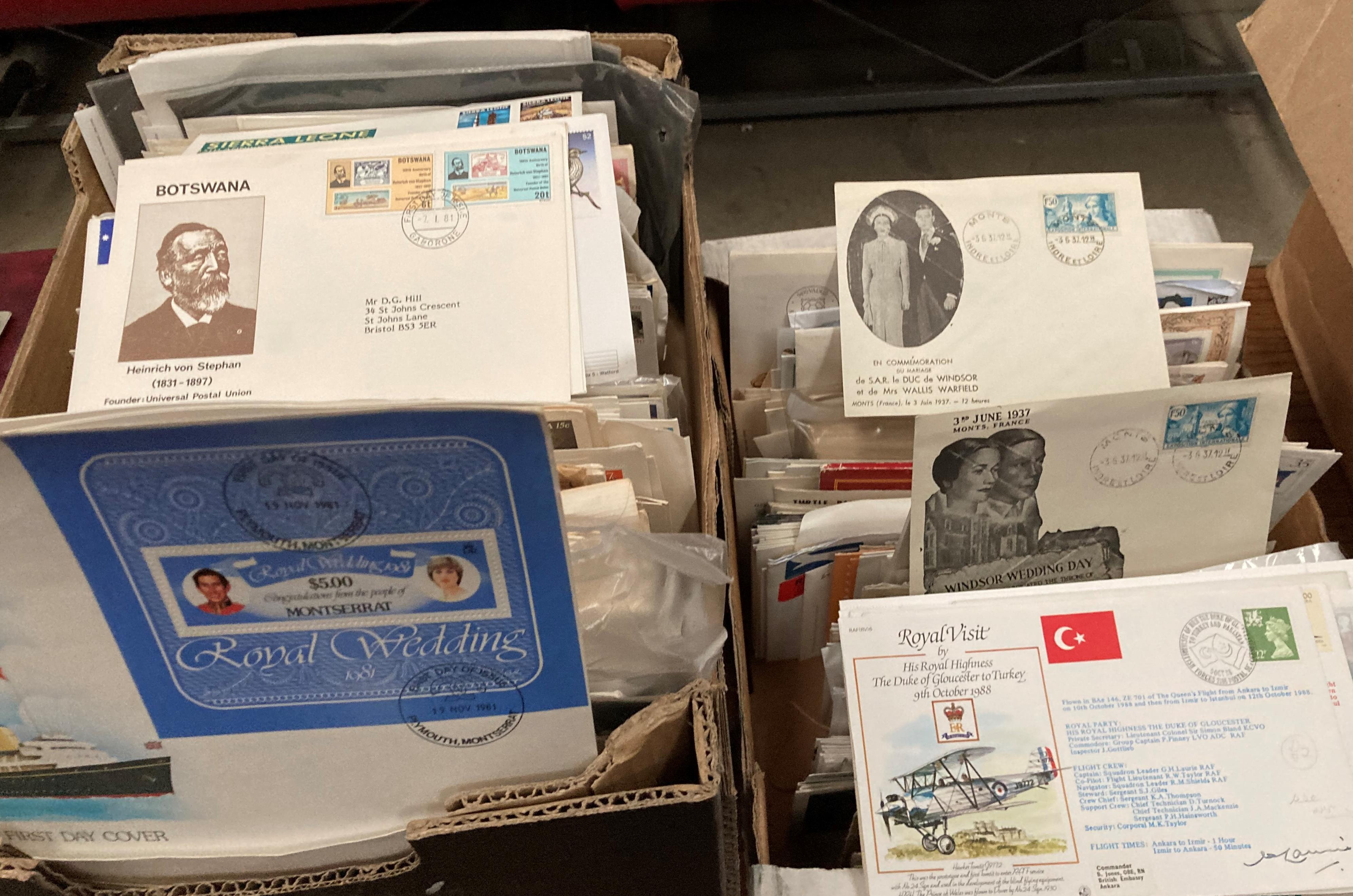 Contents to two boxes - a large quantity of Commonwealth First Day Covers,