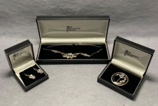 Three "THE RENNIE MACKINTOSH COLLECTION" silver [hallmarked] Art Nouveau-style jewellery including