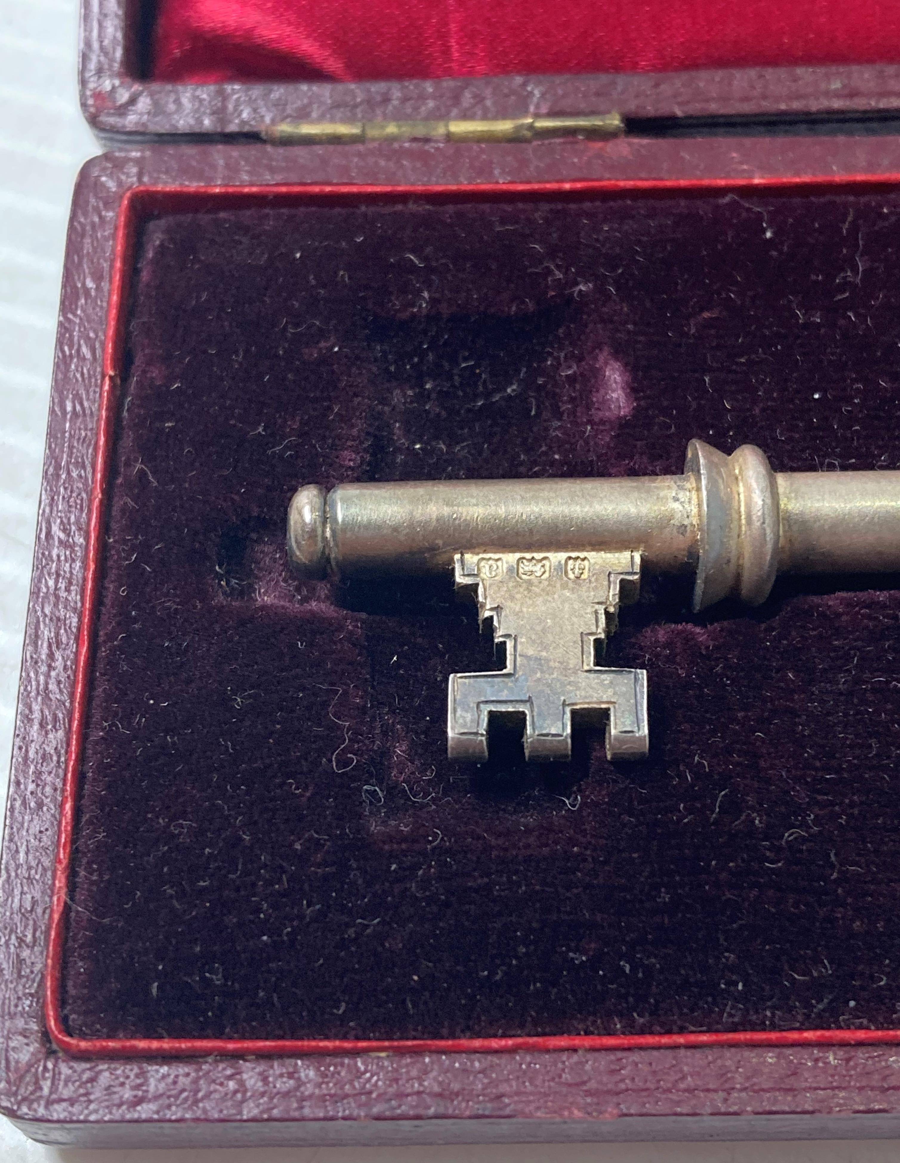 Silver [hallmarked] 'key' presented to Mrs Hartley for opening U.M.F.C. - Image 3 of 4