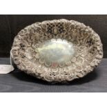 EFHT London 1892 oval silver bon-bon dish with fruiting vine,