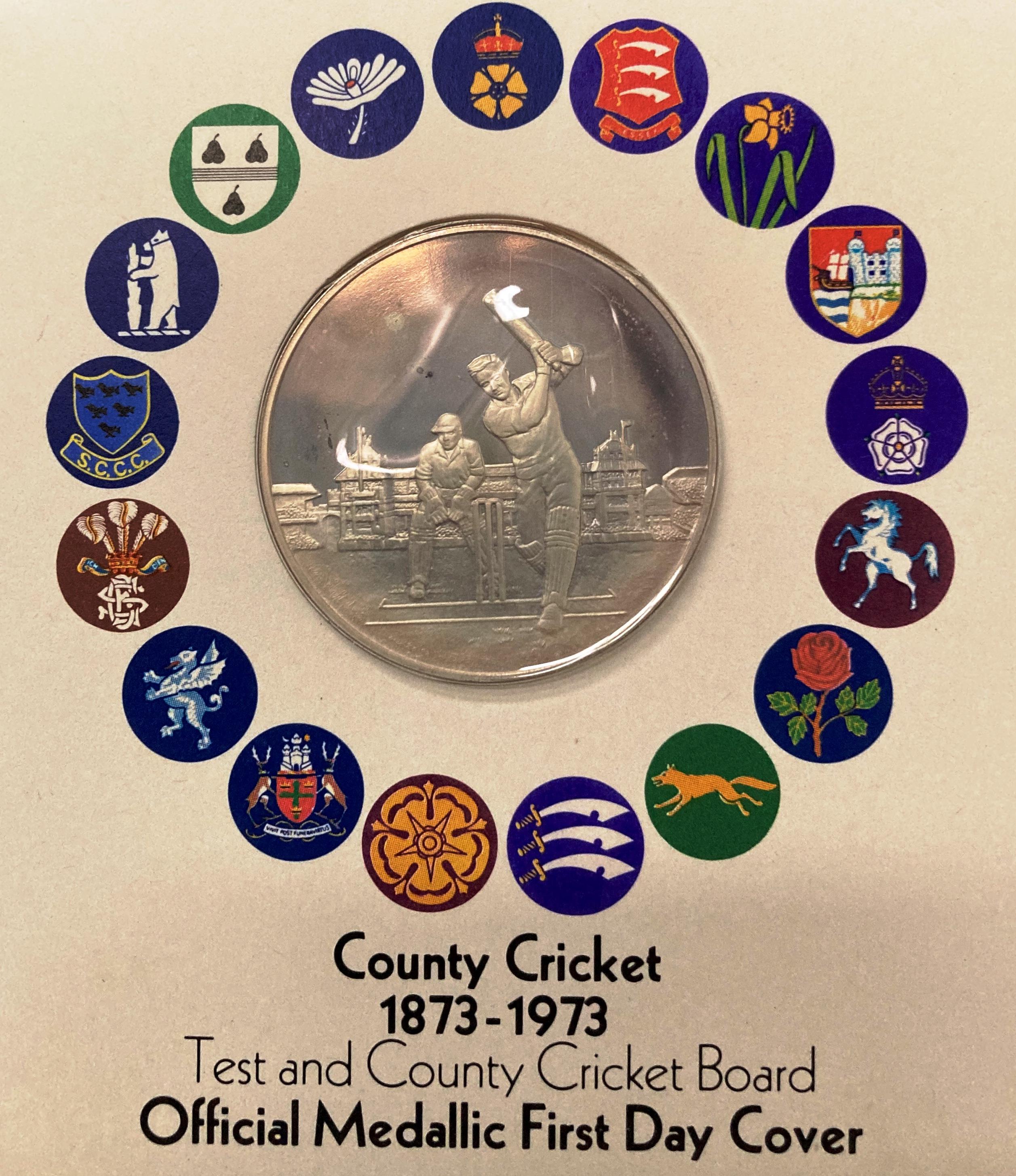 Official Test and County Cricket Board Medallic First Day Cover set with a Sterling Silver proof - Image 2 of 3