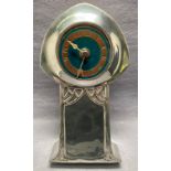 Arts & Crafts Tudric pewter and enamel Limited Edition clock by DAVID VEASEY for LIBERTY & CO No