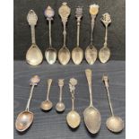 Twelve assorted silver [hallmarked] teaspoons and condiment spoons. Total weight - 4.