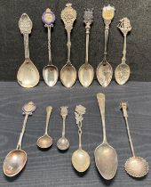 Twelve assorted silver [hallmarked] teaspoons and condiment spoons. Total weight - 4.