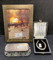 Four assorted silver items including,