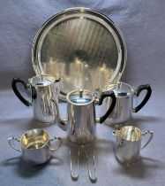 Six-piece EPNS A1 tea service, Sheffield LR including tea pot, coffee pot, milk jug,