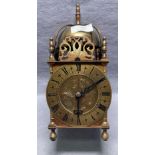 Brass lantern clock converted to electric clock (saleroom location: S3 QC06)