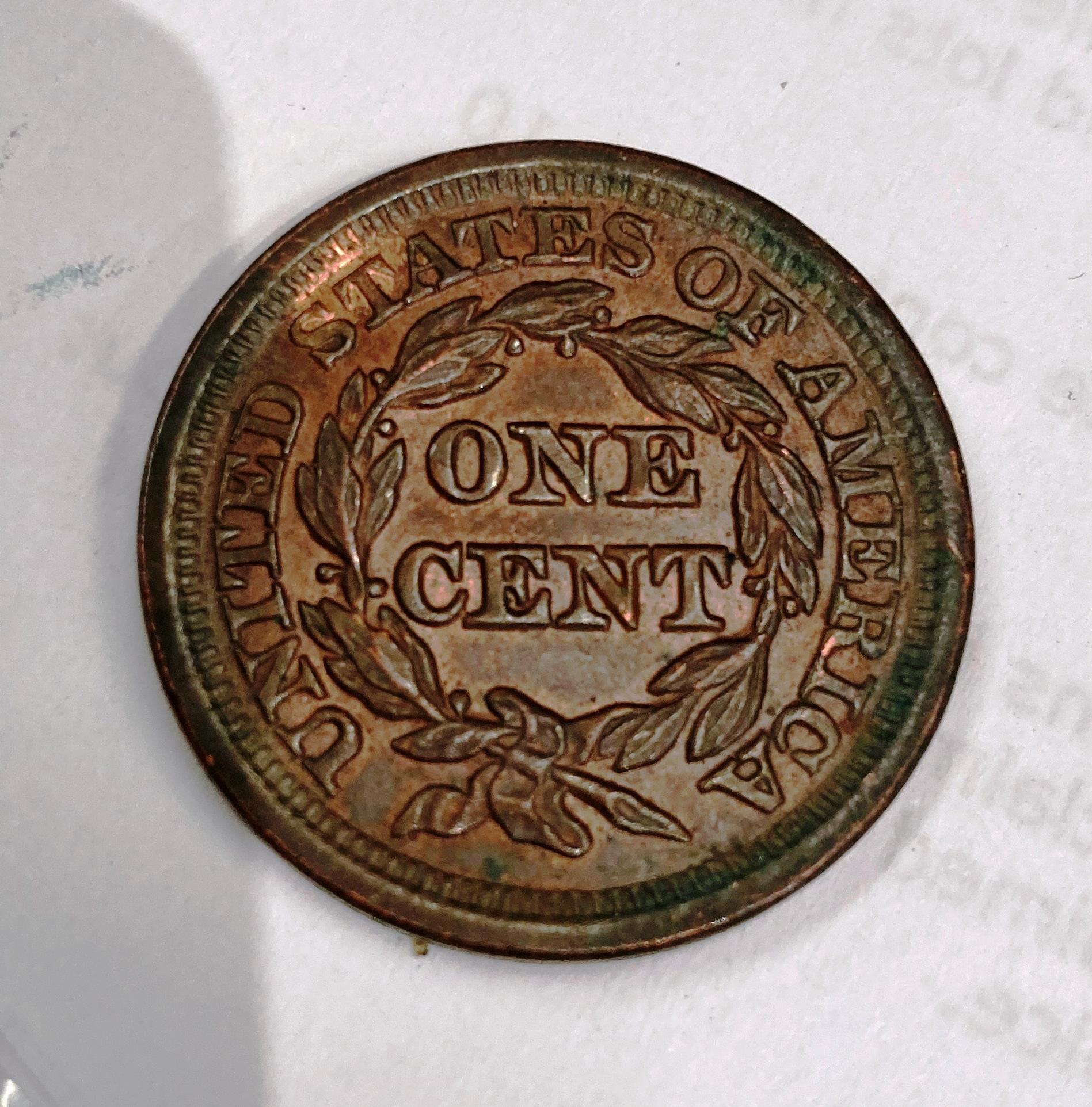 USA 1848 Braided Hair large one cent,