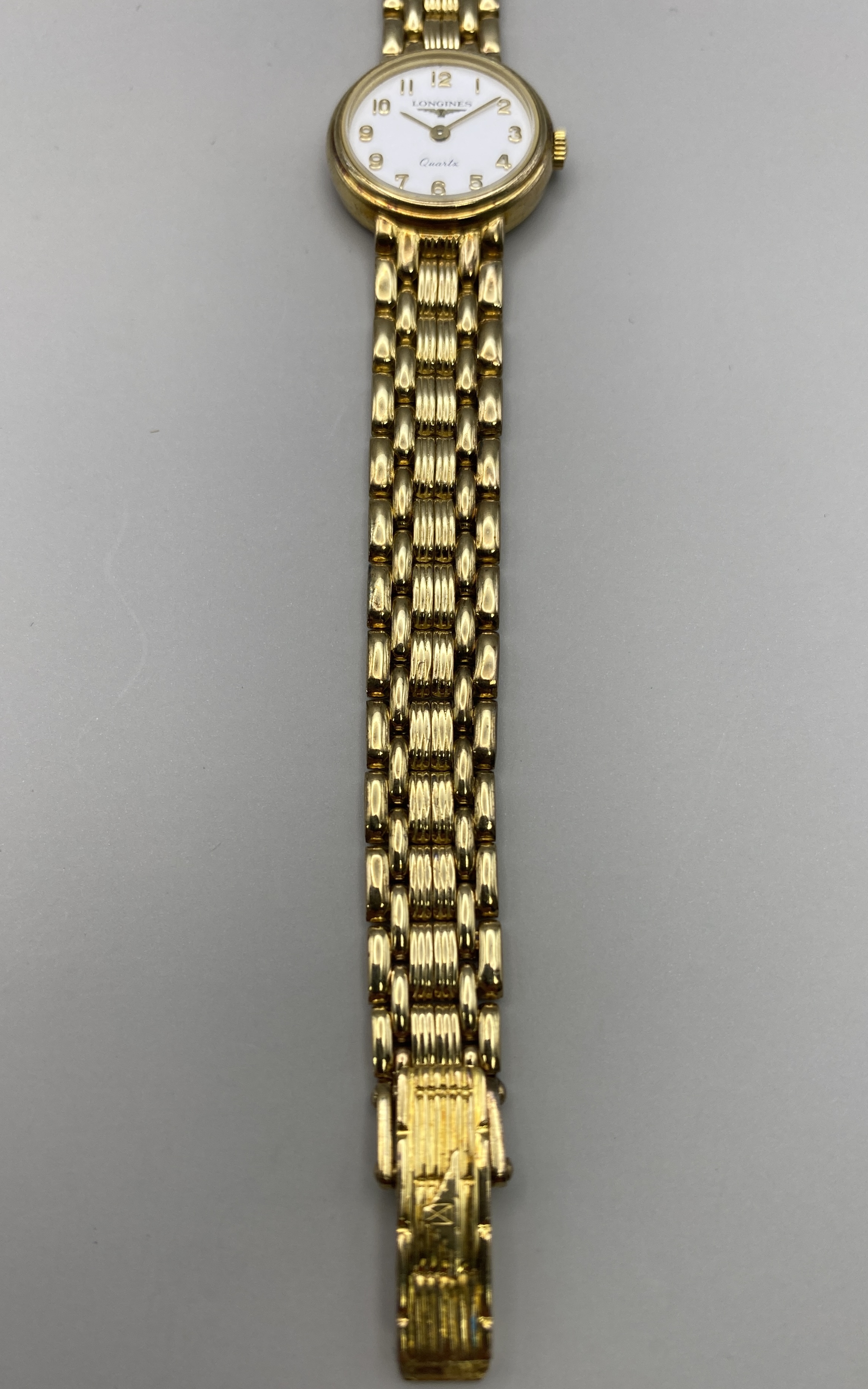 Lady's Longines 9ct Gold Bracelet Dress Watch with unusual clock face showing 2 x'9' instead of '8' - Image 4 of 14