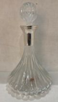 Vintage-style glass wine decanter with silver-plated collar and stopper (saleroom location: S3 T1)
