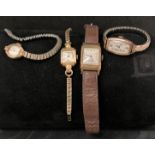 Four assorted rolled gold and gold plated watches by Oris, Medana, etc.