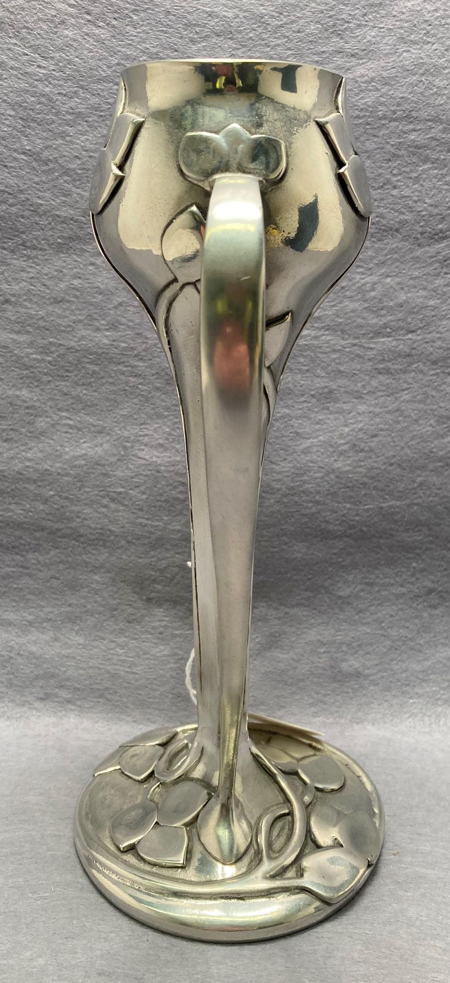 An Art Nouveau pewter tulip vase designed by ARCHIBALD KNOX, A E WILLIAMS - stamped to base, - Image 2 of 3