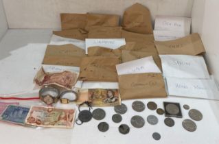 Contents to drawers - large quantity of coins including, 1977 one-dollar coin, crowns,
