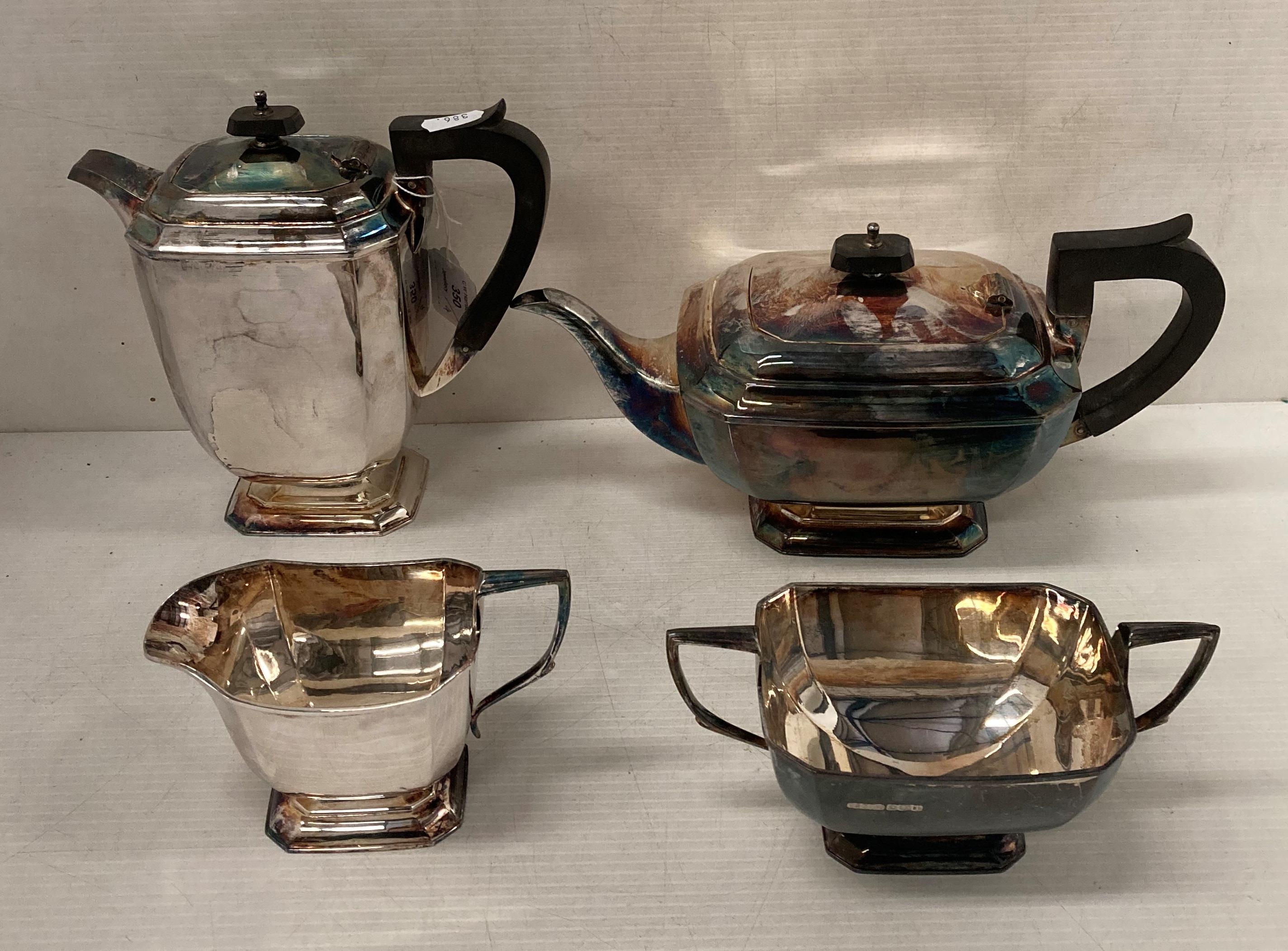 Silver [hallmarked] four-piece tea service, Sheffield 1961, total approximate weight 62.