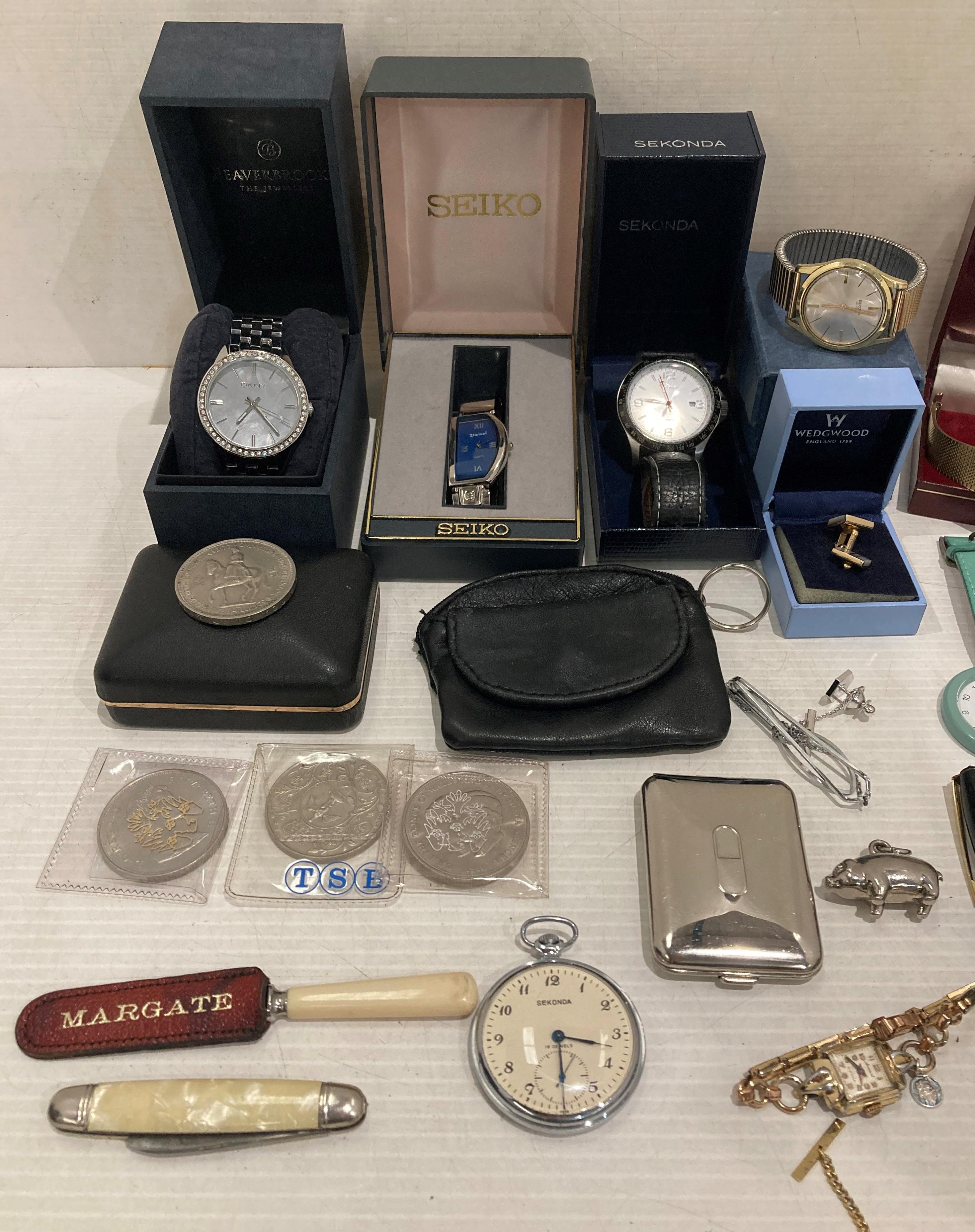 Contents to box - seven assorted watches including DKNY, Sekonda, - Image 2 of 3