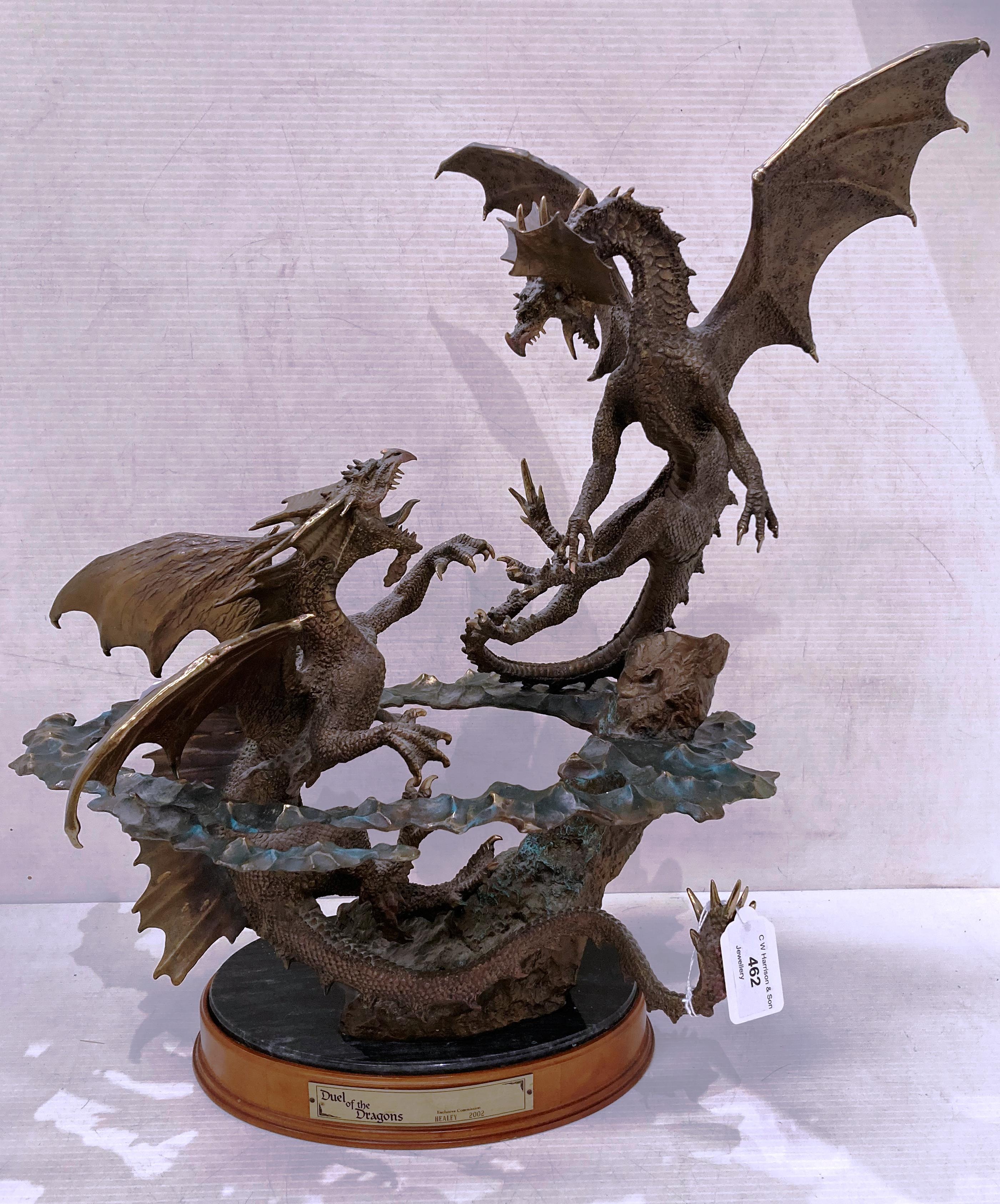 'Duel of the Dragons' exclusive commission Healey 2002 The Franklin Mint bronze statue,