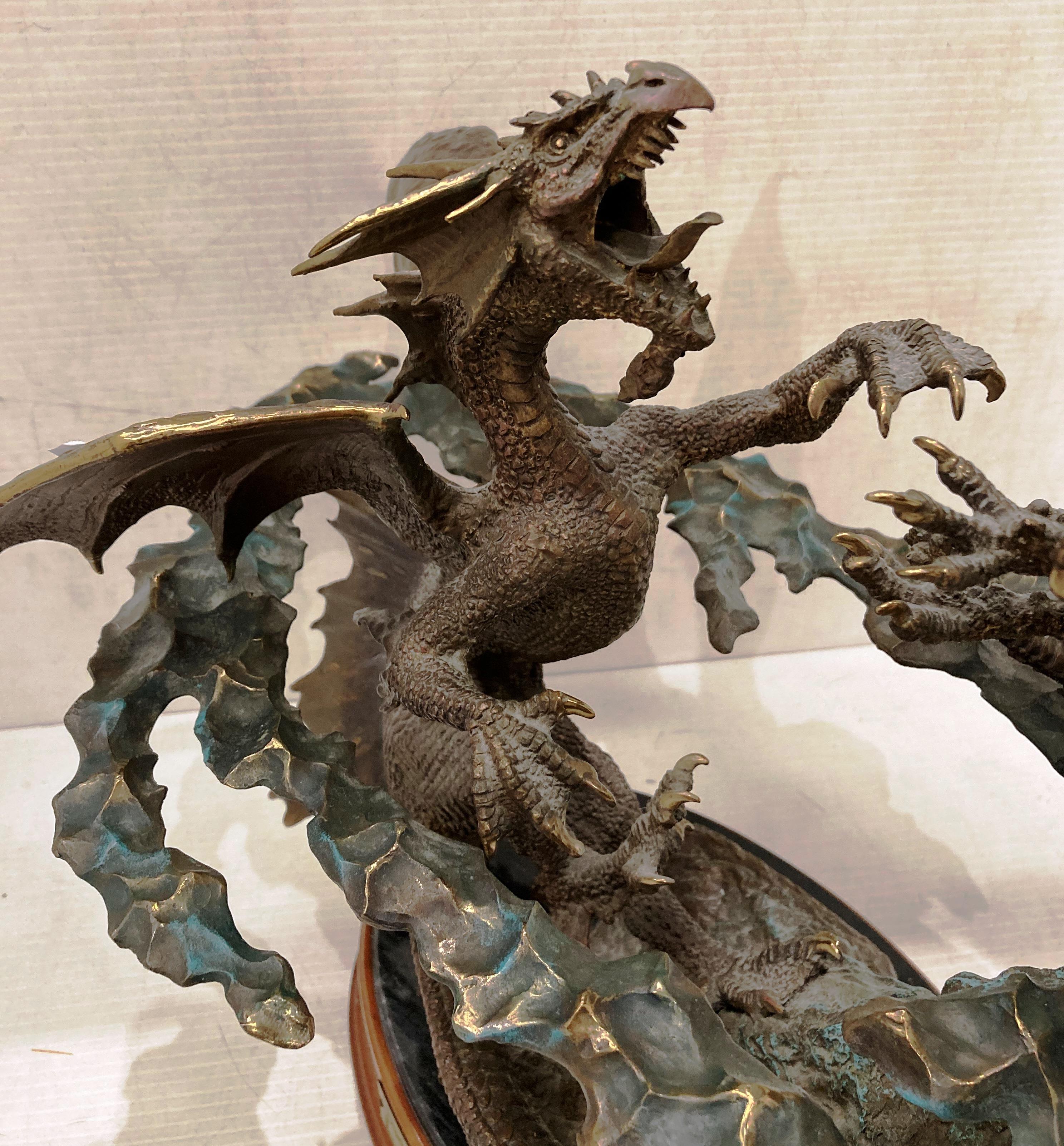 'Duel of the Dragons' exclusive commission Healey 2002 The Franklin Mint bronze statue, - Image 3 of 5