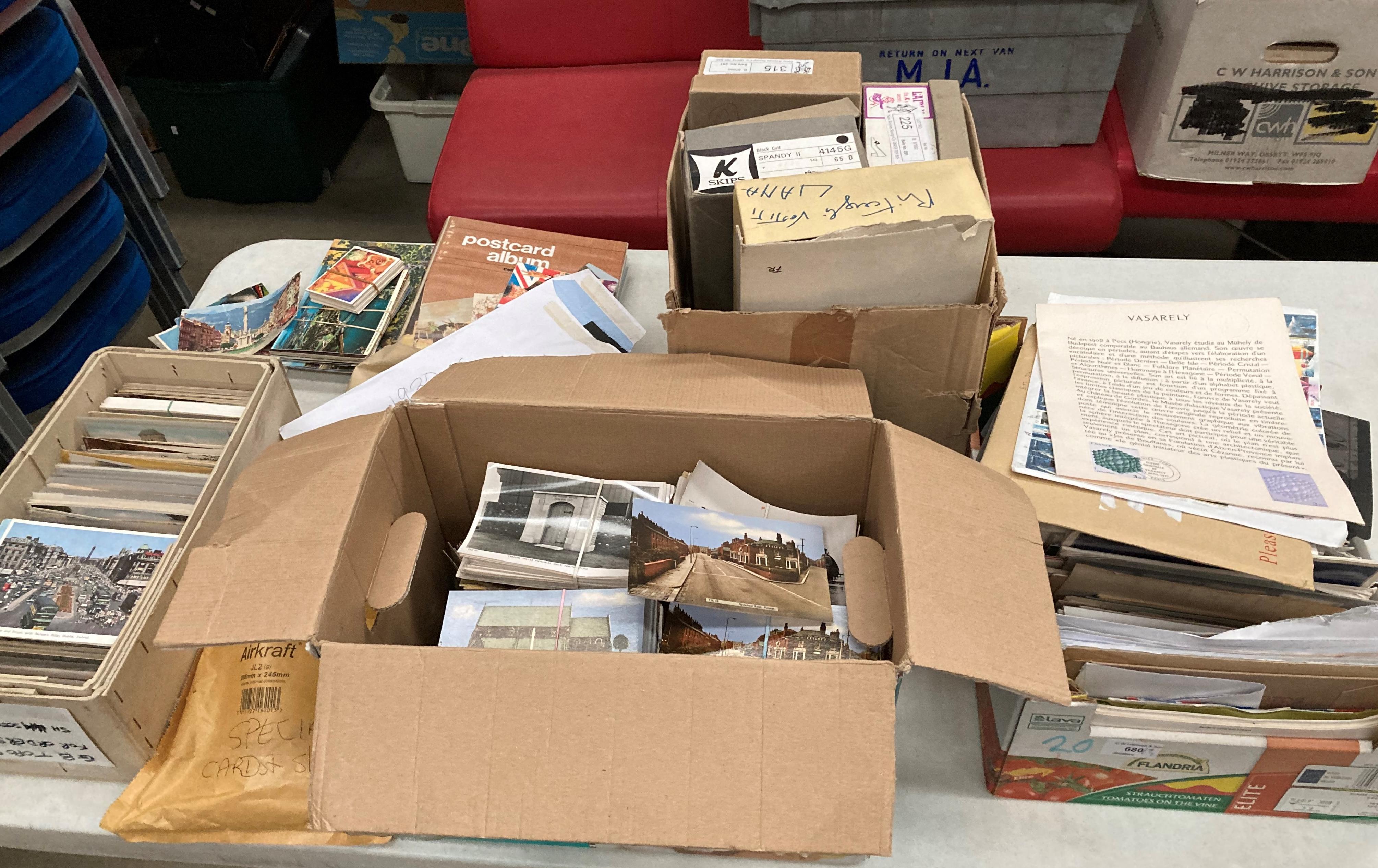 Contents to end of table - four boxes and a quantity of loose stamps,