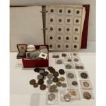 Wade coin folder and 134 coins including five-shilling, farthing,
