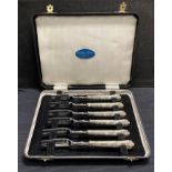 Set of six silver handled fish forks, hallmarked HB 1965, total weight - 4.