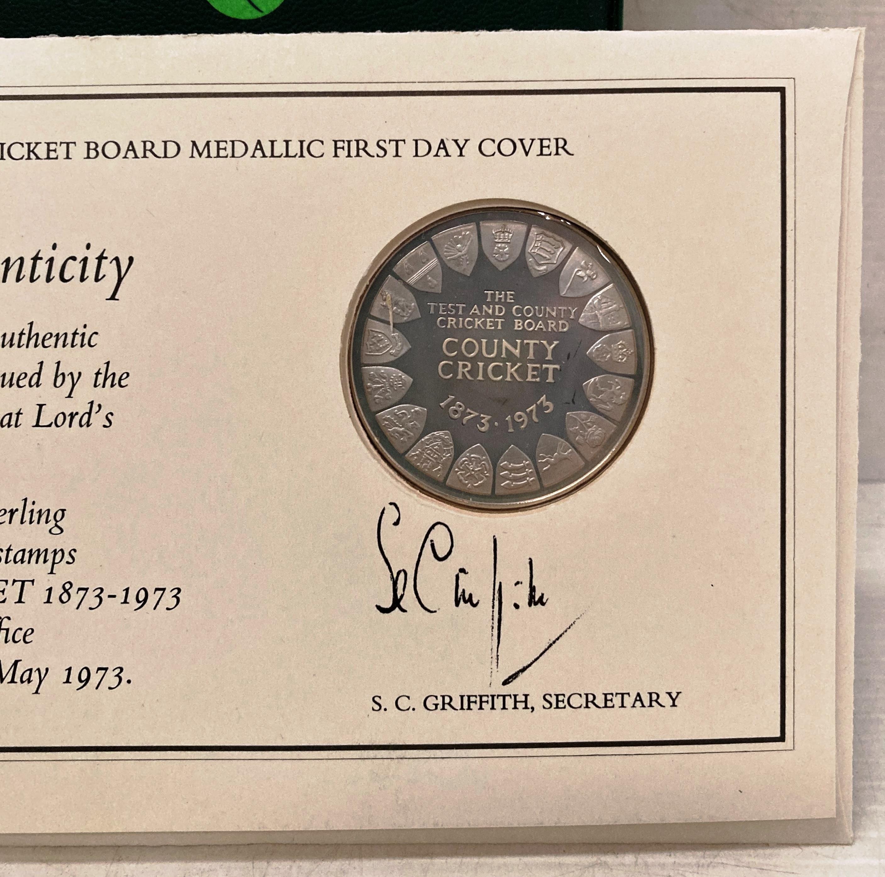 Official Test and County Cricket Board Medallic First Day Cover set with a Sterling Silver proof - Image 3 of 3