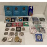 Contents to tray - thirty-four commemorative crowns including, the Queen Mother, Silver Jubilee,