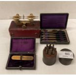 Compas 26 Lignes watch makers device (in case) and two assorted cased watch makers attachments (3)