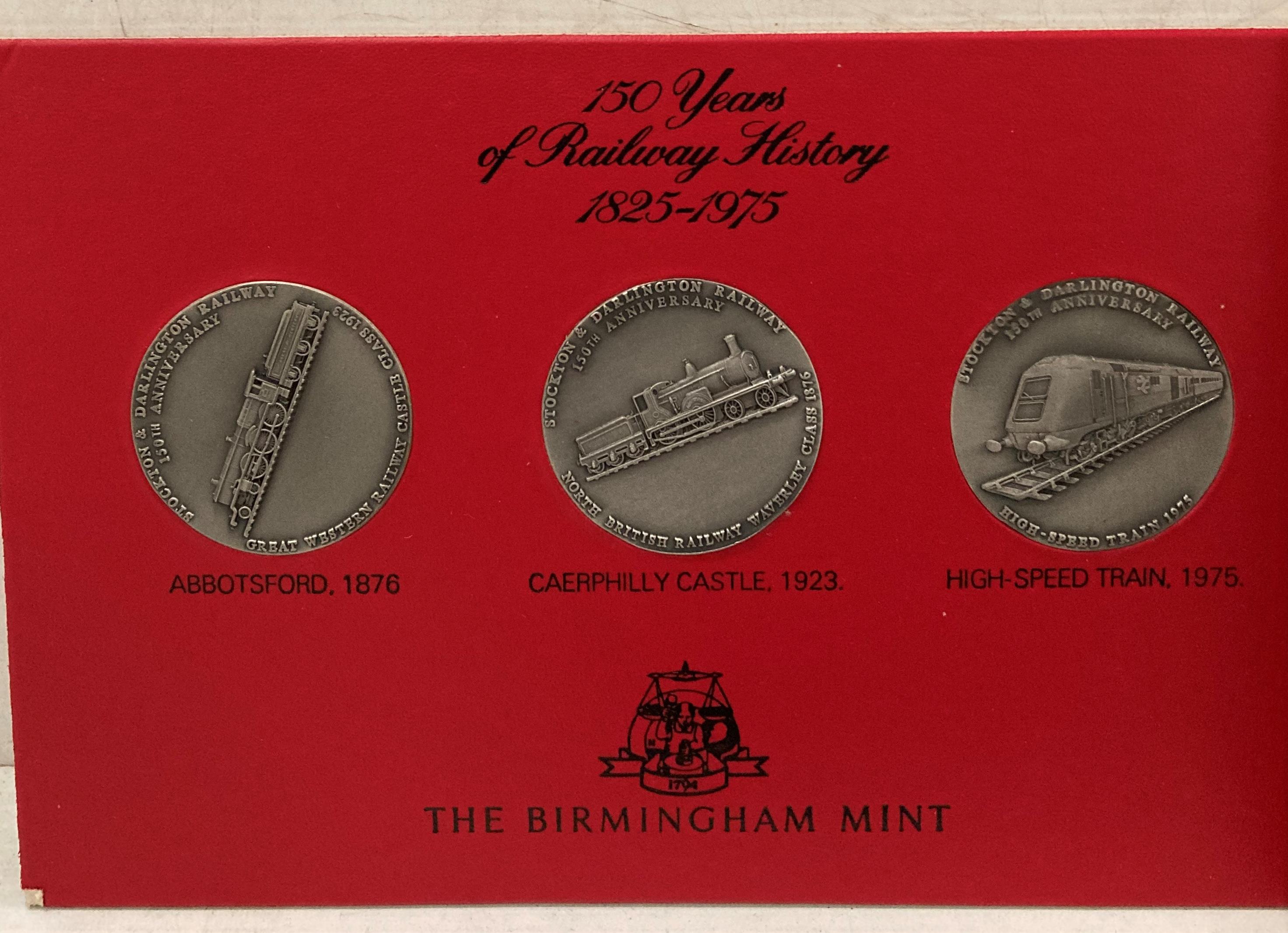 Set of four Limited Edition Sterling Silver medals for "150 Years of Railway History 1825-1975" by - Image 2 of 5