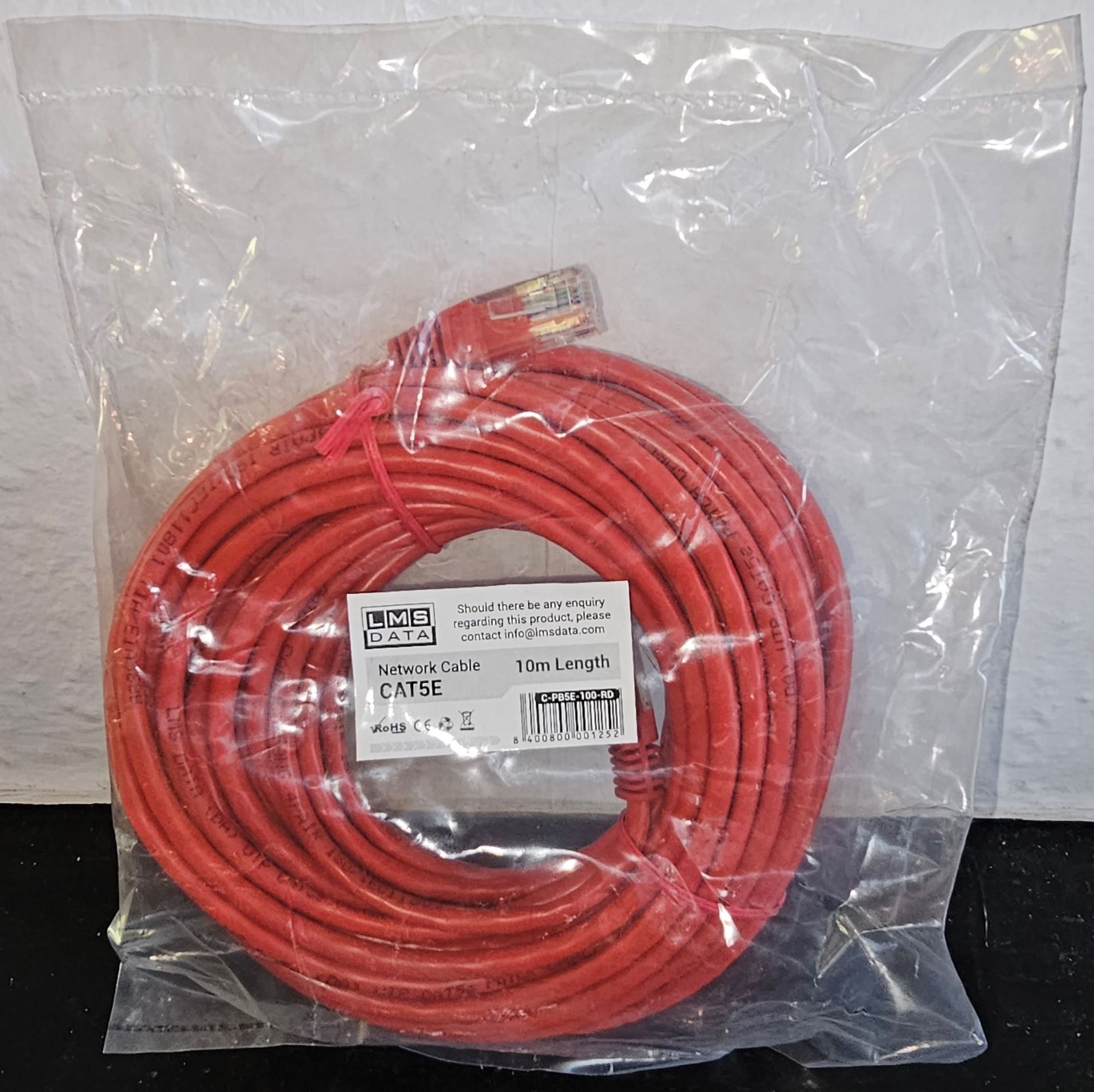 30 x CAT 5E PATCH LEADS 10 MTRS IN RED