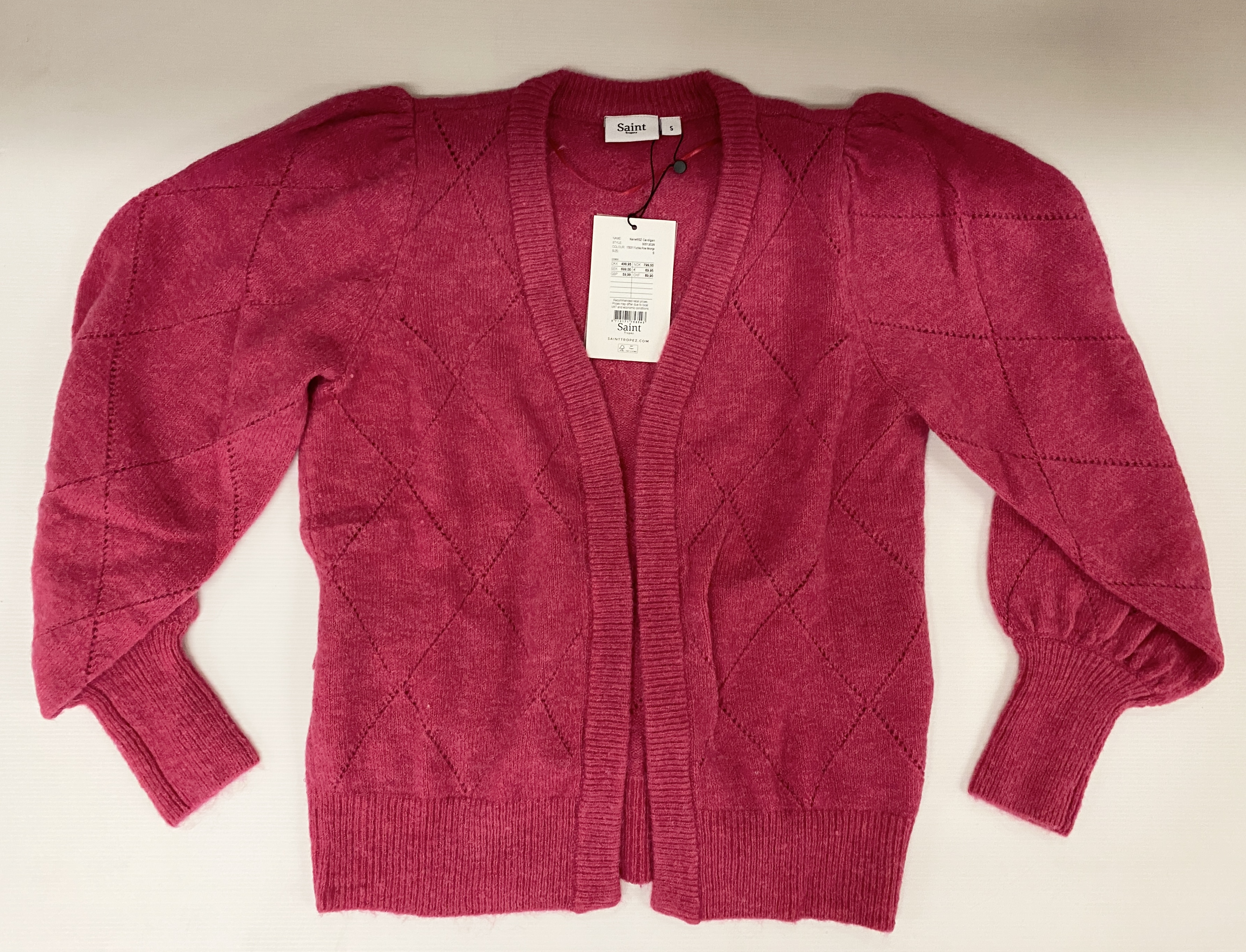 SAINT TROPEZ Nanette SZ Cardigan in fuchsia rose melange - size L - RRP: £59.