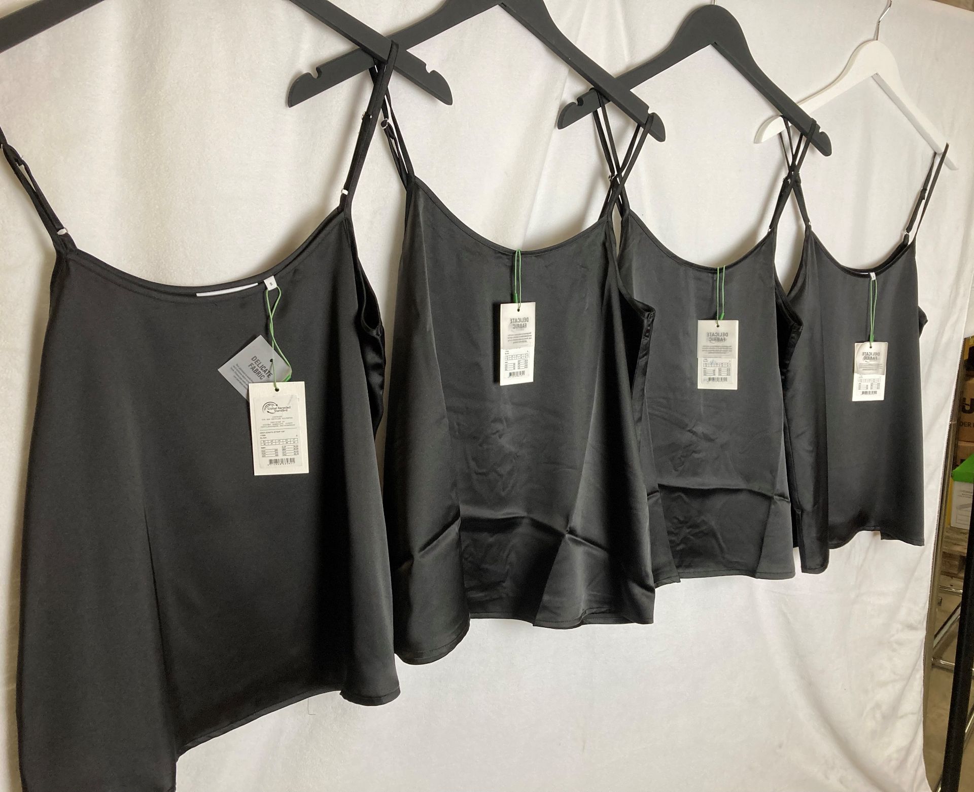 4 x MSCH ladies camisole tops in black all size S UK 8 - RRP: £39.