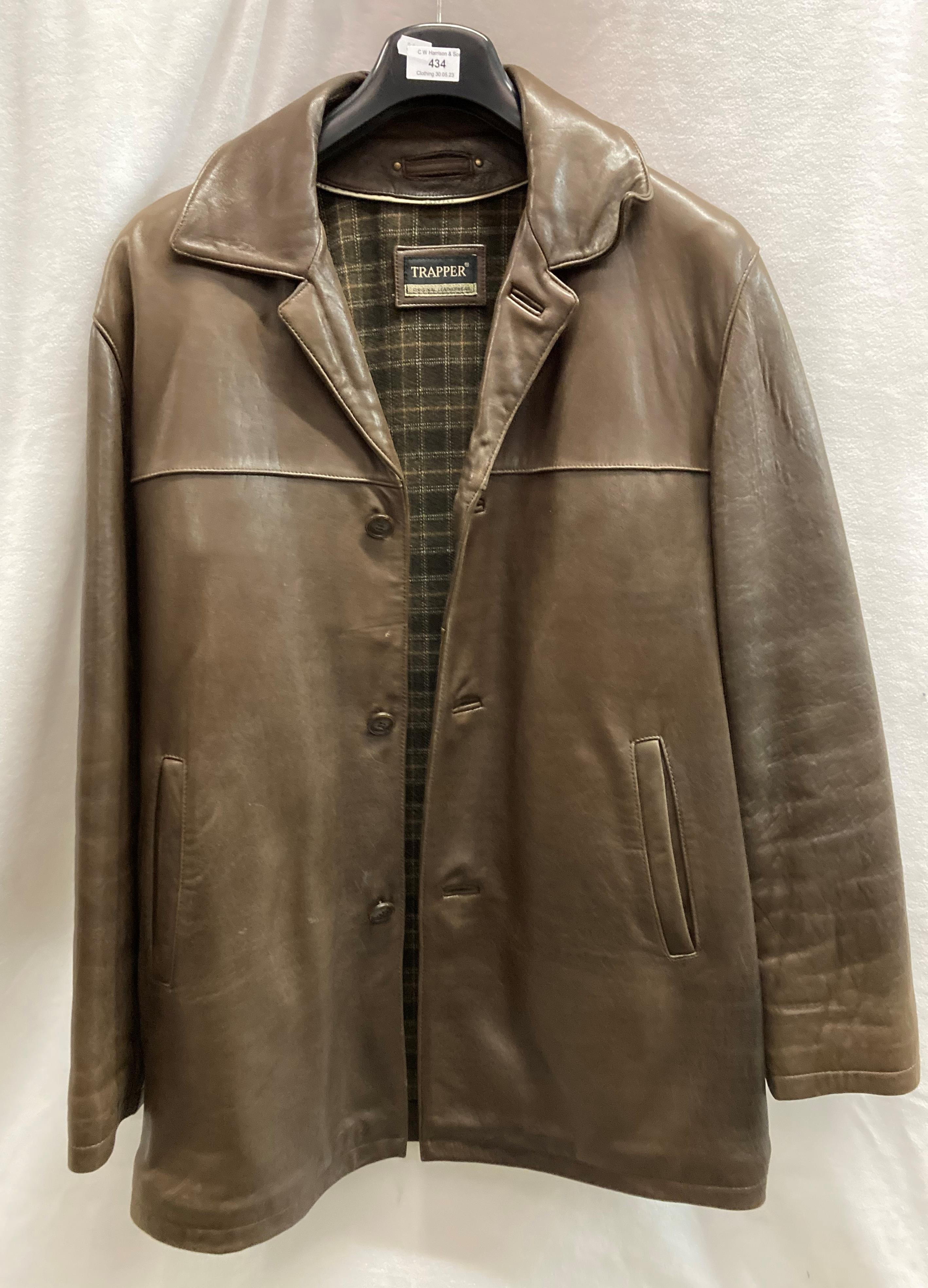 A Trapper gentleman's brown leather jacket, possibly size L,