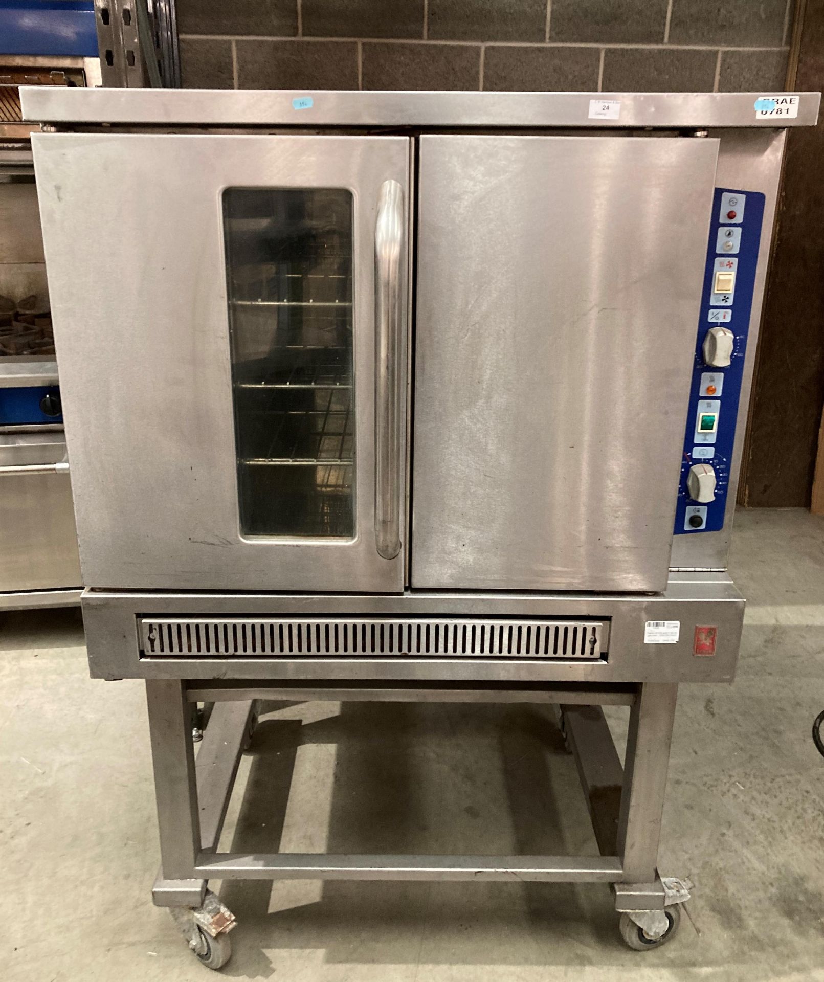 Falcon stainless steel commercial single door gas oven on mobile stand 240v model G/208(saleroom