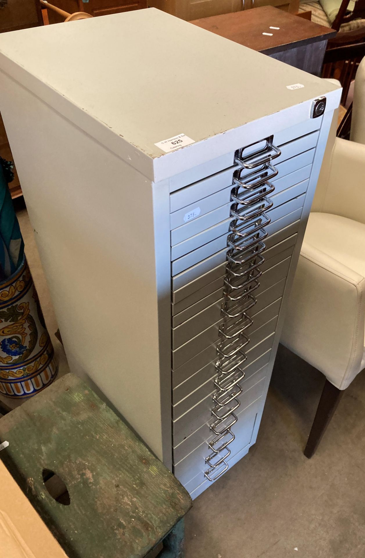 A grey metal 21 drawer index cabinet (saleroom location: RD1)