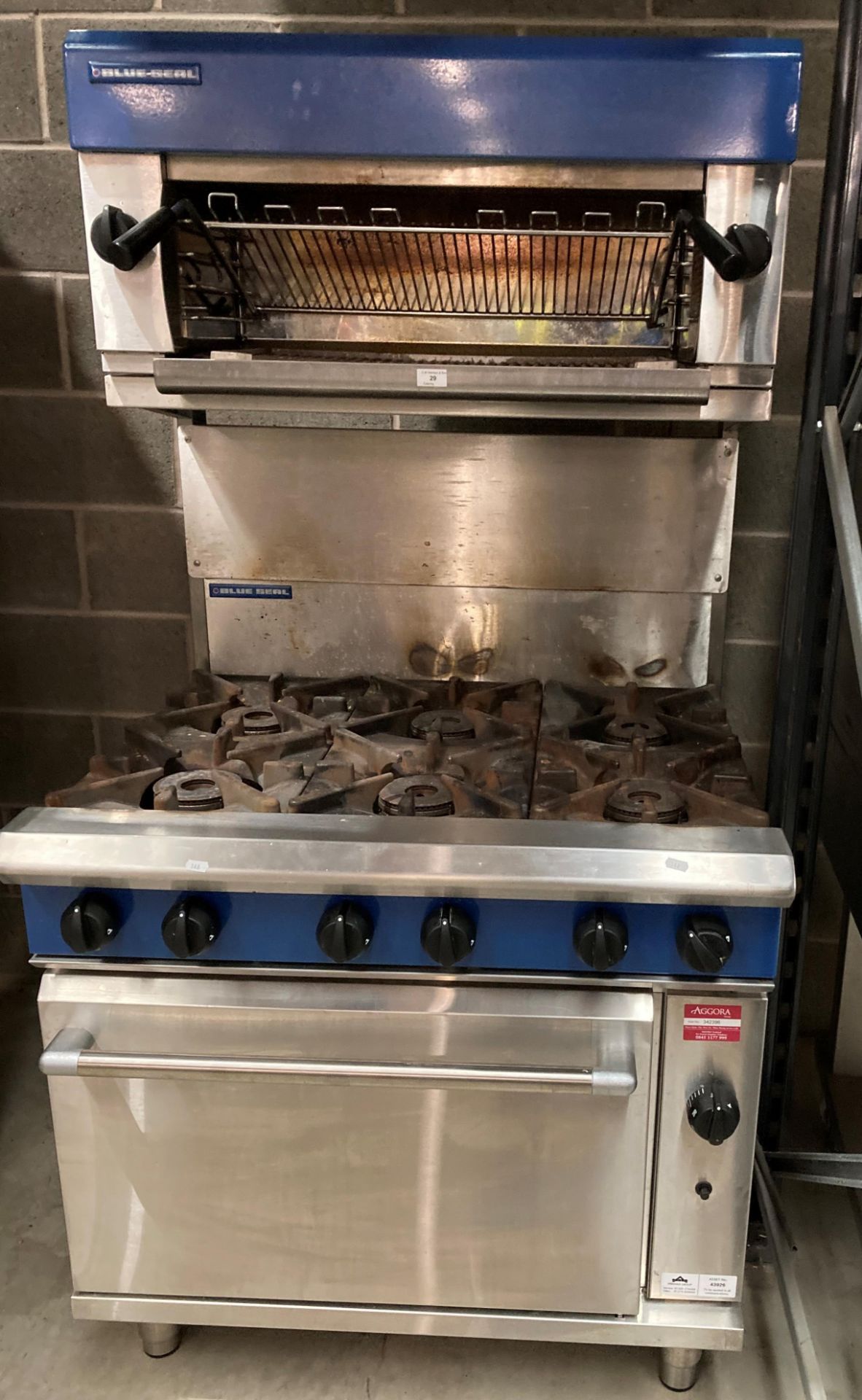 Blue Seal stainless steel commercial 6 burner cooker complete with blue seal commercial grill model