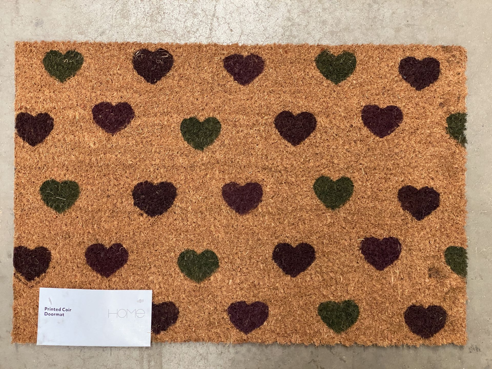 30 x Sainsburys Home Multi Hearts Stencilled Coir Doormats - 40cm x 60cm - (10 sealed outer packs