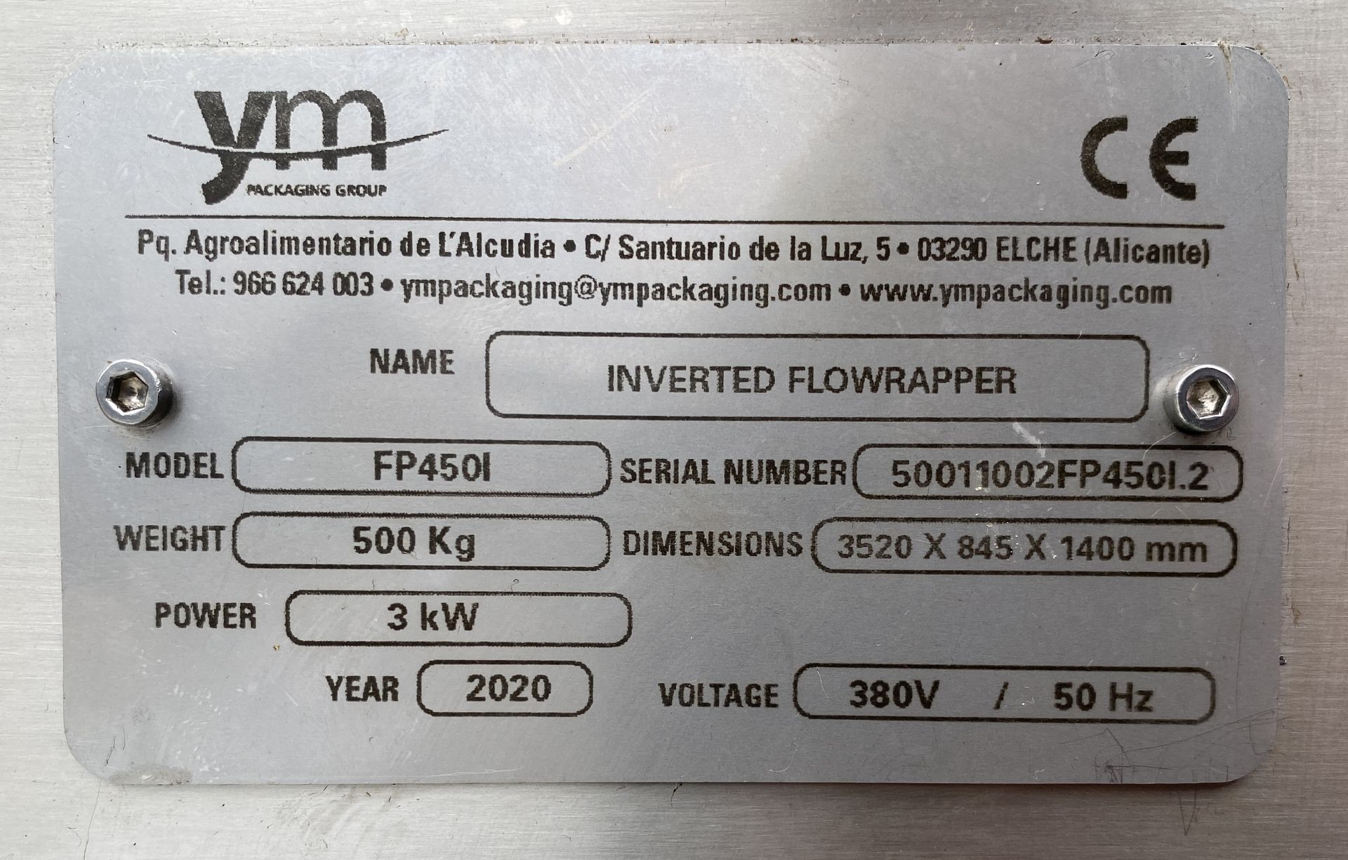 YM PACKAGING FP4501 STAINLESS STEEL INVERTED FLOW WRAPPER, serial no. 50011002FP4501. - Image 9 of 10
