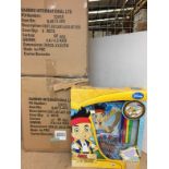 Two boxes containing twelve Disney Jake and the Never Land Pirates carry along art desk sets