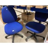 Two blue cloth swivel chairs (Saleroom location: F07 Floor)